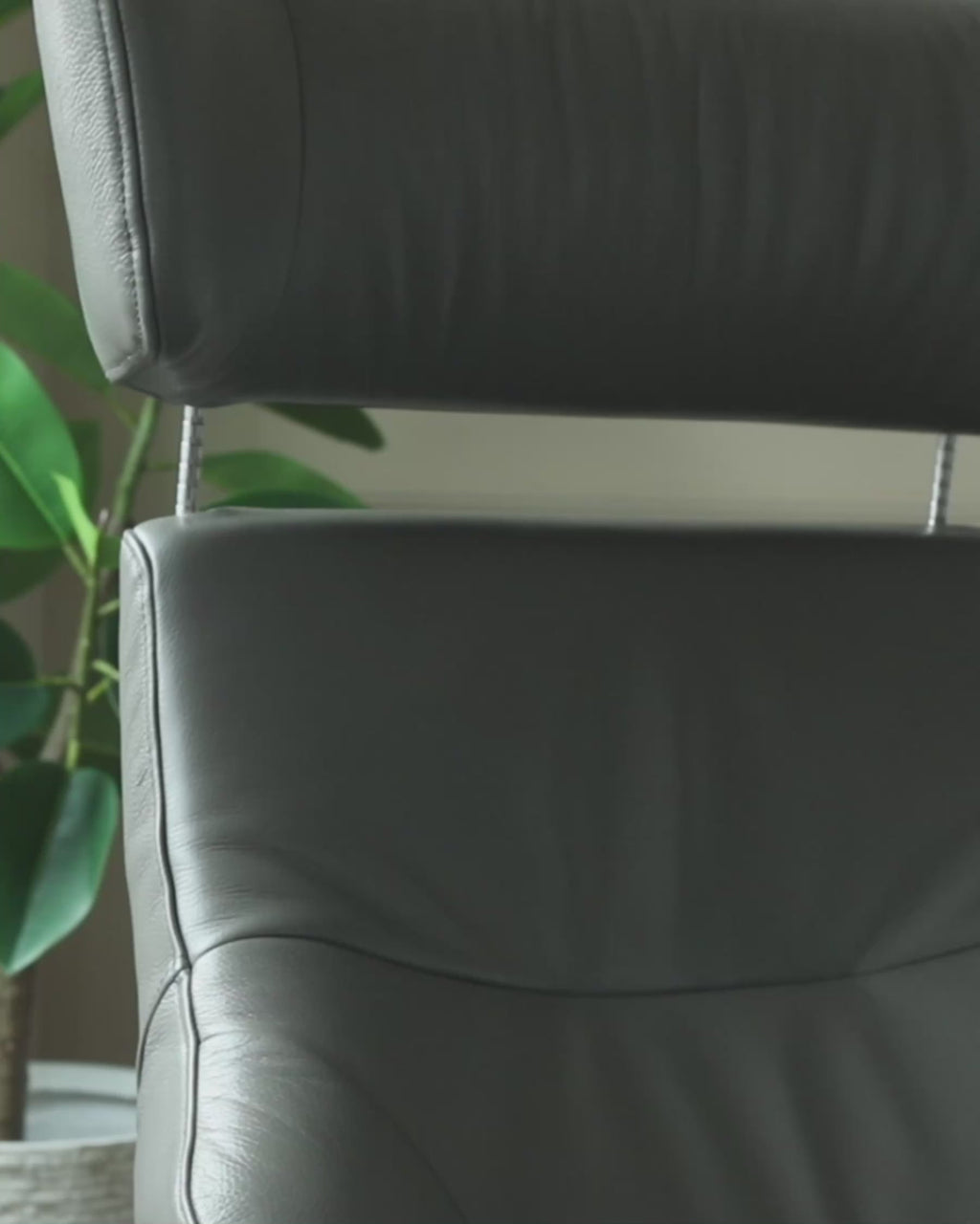 Modern Leather Swivel Recliner Chair with Matching Footstool