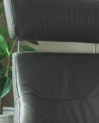 Modern Leather Swivel Recliner Chair with Matching Footstool