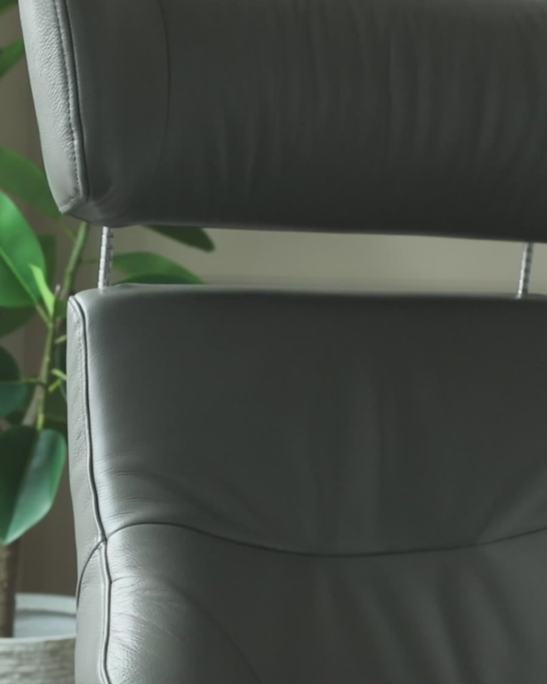 Modern Leather Swivel Recliner Chair with Matching Footstool