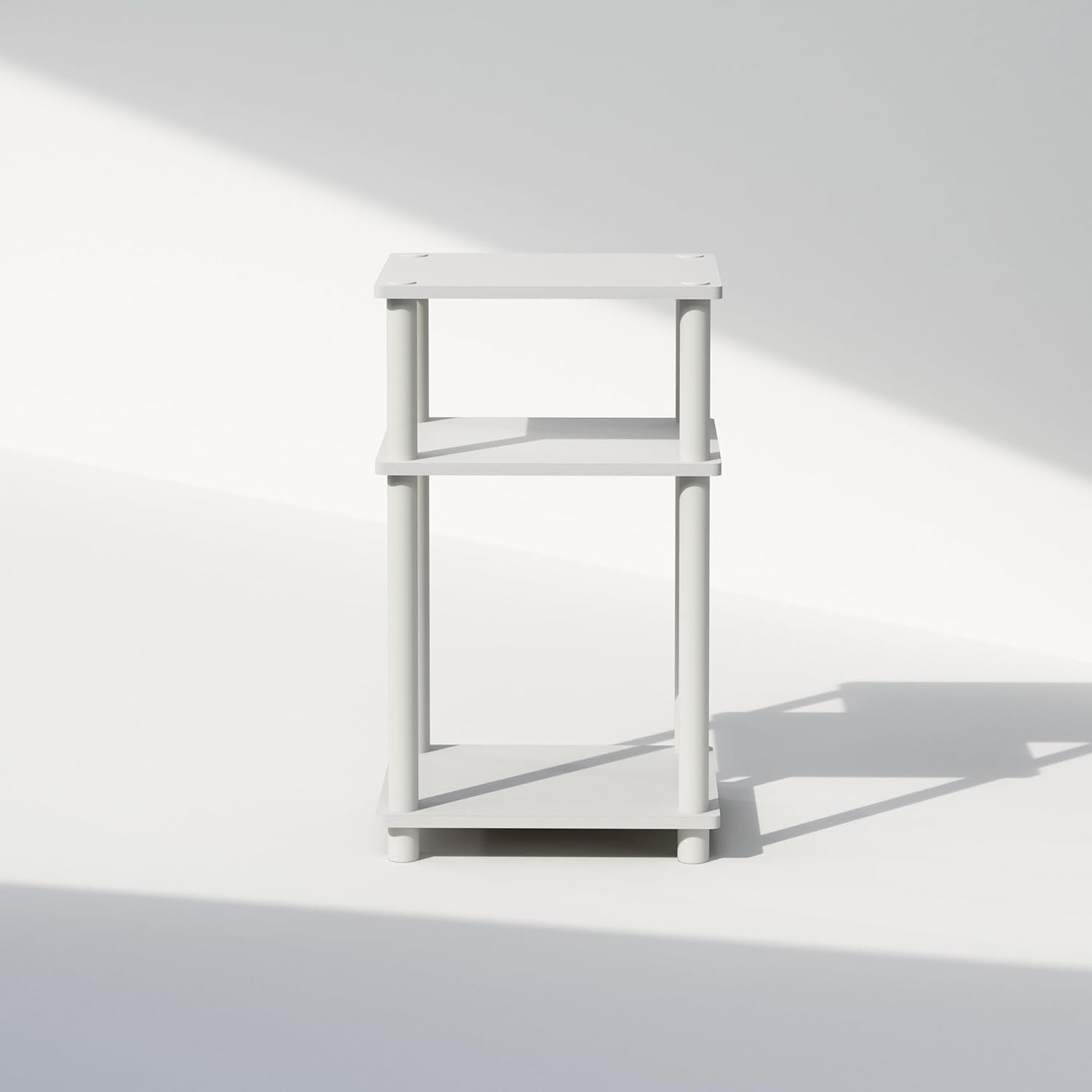3 Tier End Table, Open Shelves Night Stand, Toolless Assembly, White