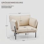 Lounge Chair with Metal Legs, Modern Padded Accent Chair for Living Room, Bedroom & Balcony