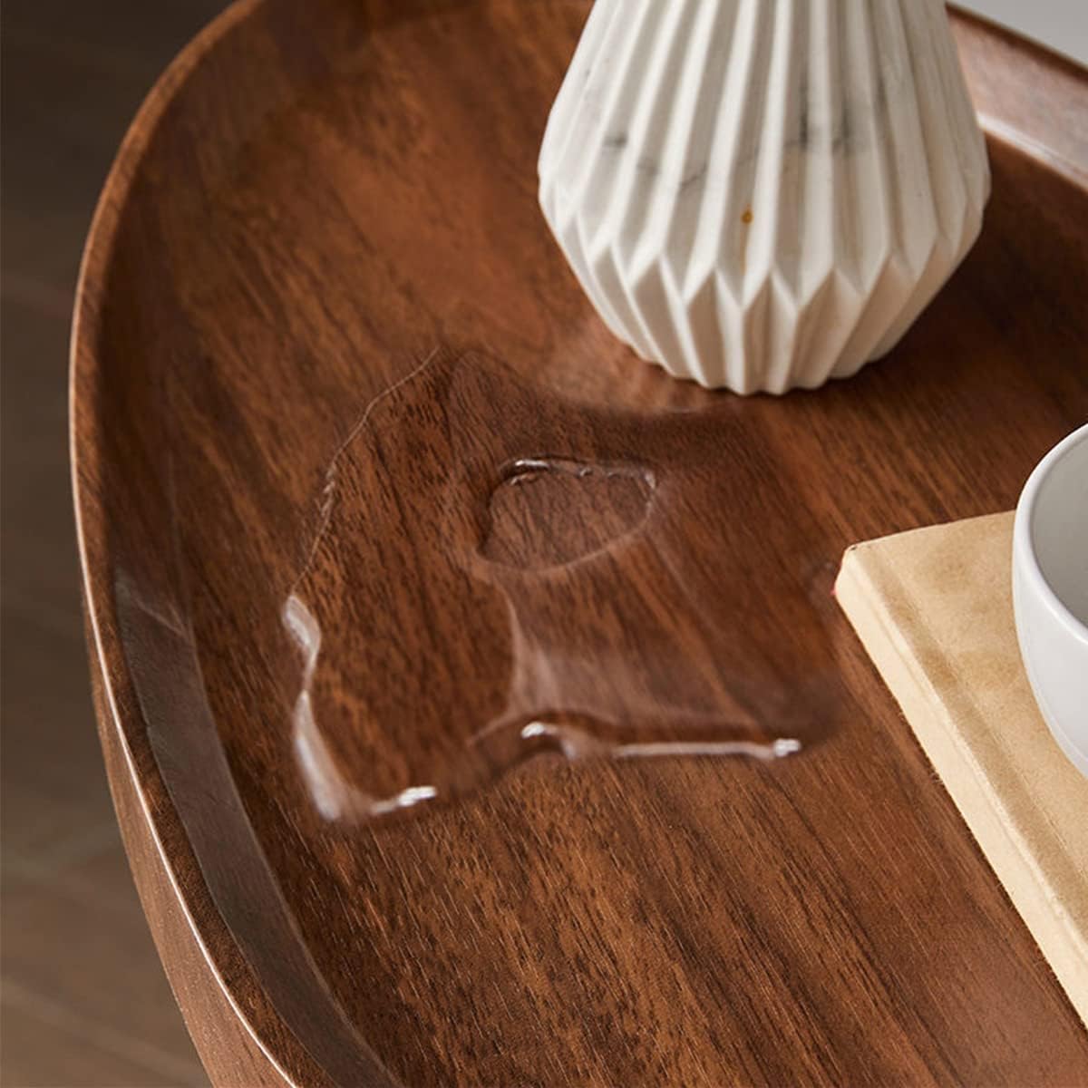 Round Side End Table, Slim C Table for Sofa & Bedside Use