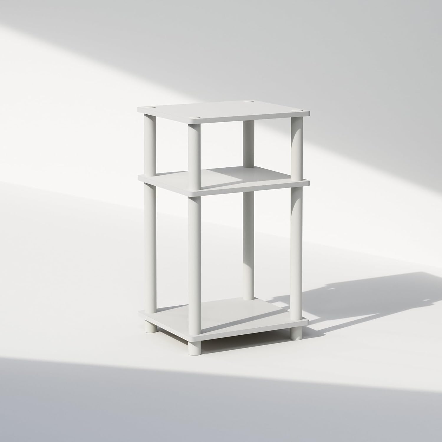3 Tier End Table, Open Shelves Night Stand, Toolless Assembly, White
