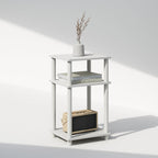 3 Tier End Table, Open Shelves Night Stand, Toolless Assembly, White
