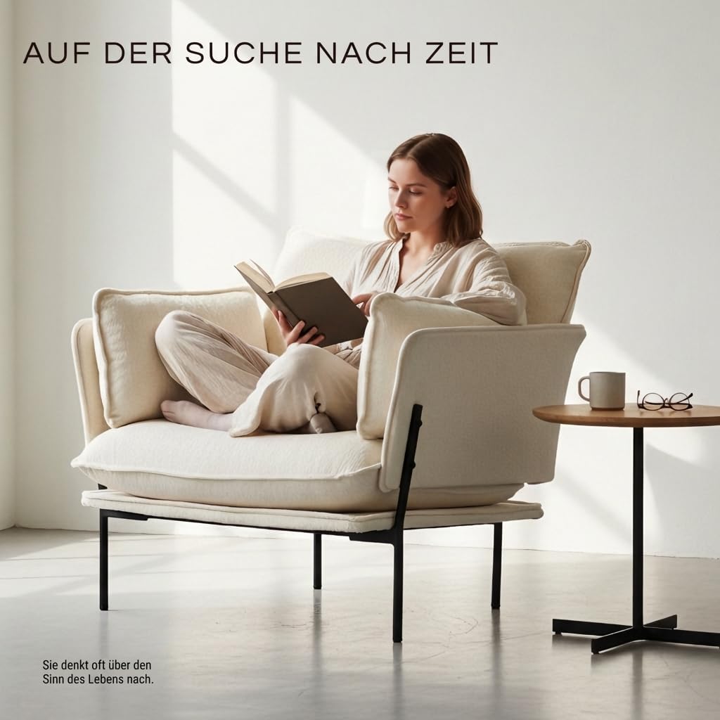 Lounge Chair with Metal Legs, Modern Padded Accent Chair for Living Room, Bedroom & Balcony