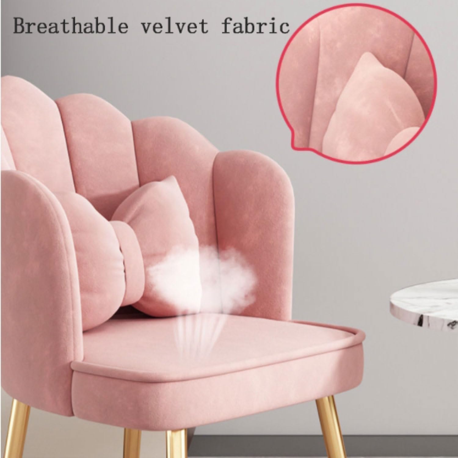 Velvet High Back Dining Chair with Metal Legs, Dressing & Lounge