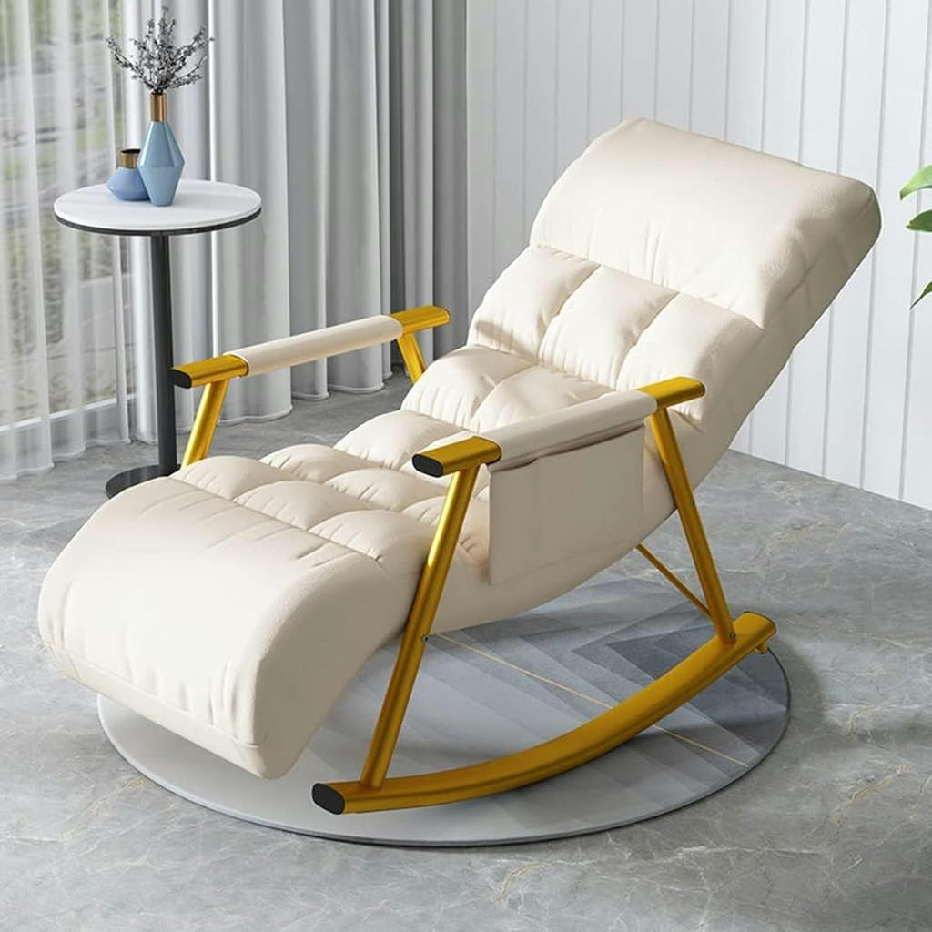 Mid Century Rocking Recliner Armchair, Padded Seat, Living Room Single Sofa