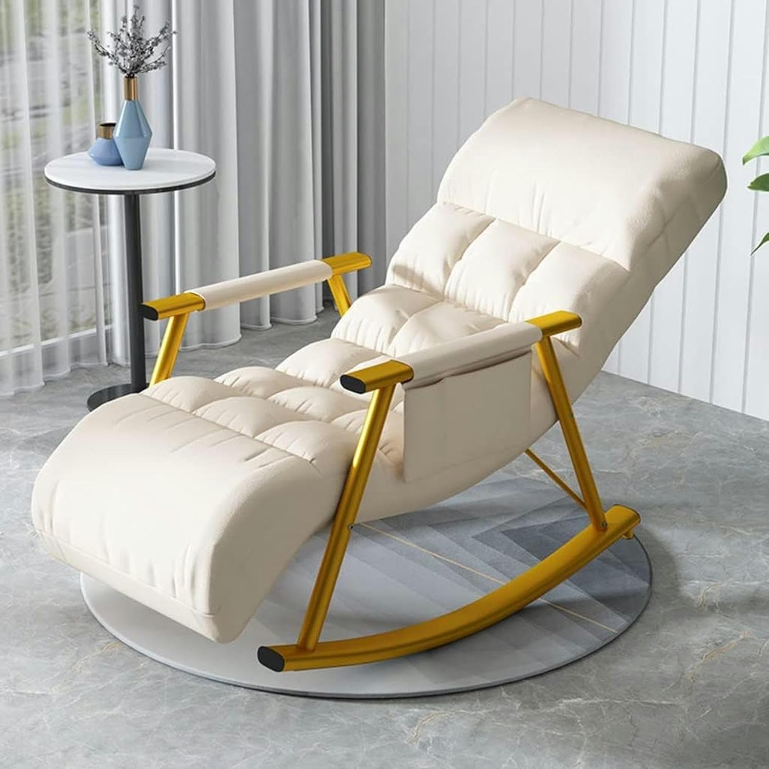 Mid Century Rocking Recliner Armchair, Padded Seat, Living Room Single Sofa