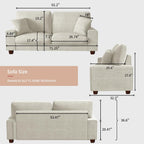 Chenille Loveseat Sofa with Removable Cover & Spring Cushions