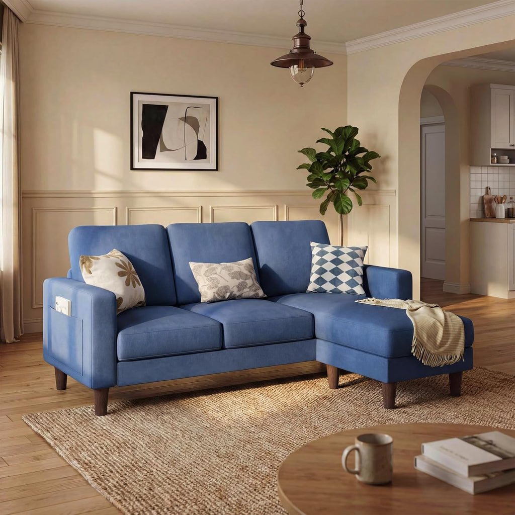 Modern L-Shaped Sectional Sofa with Reversible Ottoman