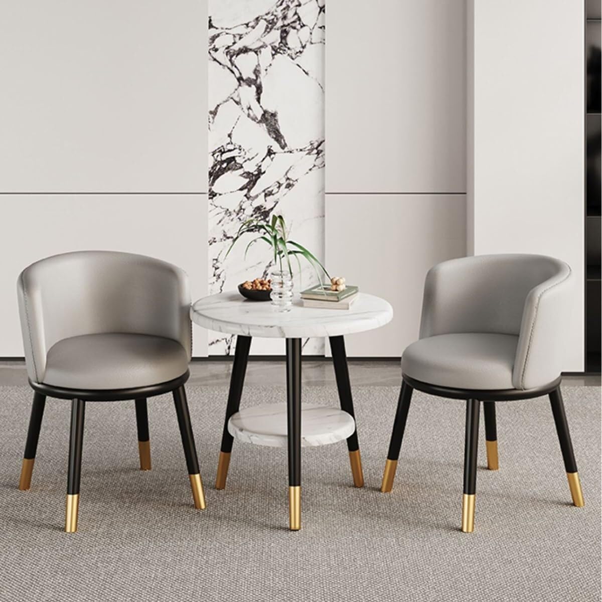 Heavy Duty Leather Dining Armchair, Modern, 4 Piece Set