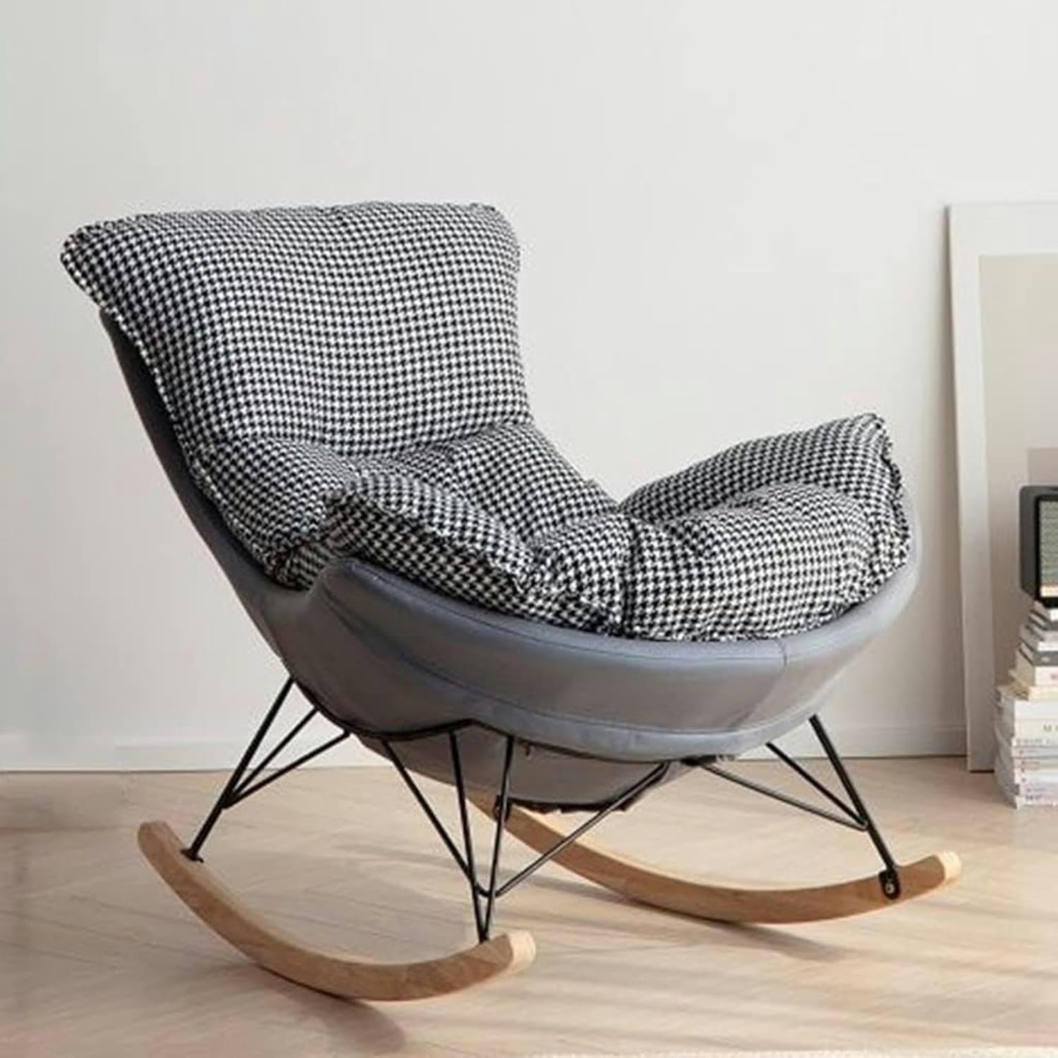 Modern Light Luxury Rocking Chair, Leisure Rocker for Balcony & Living Room