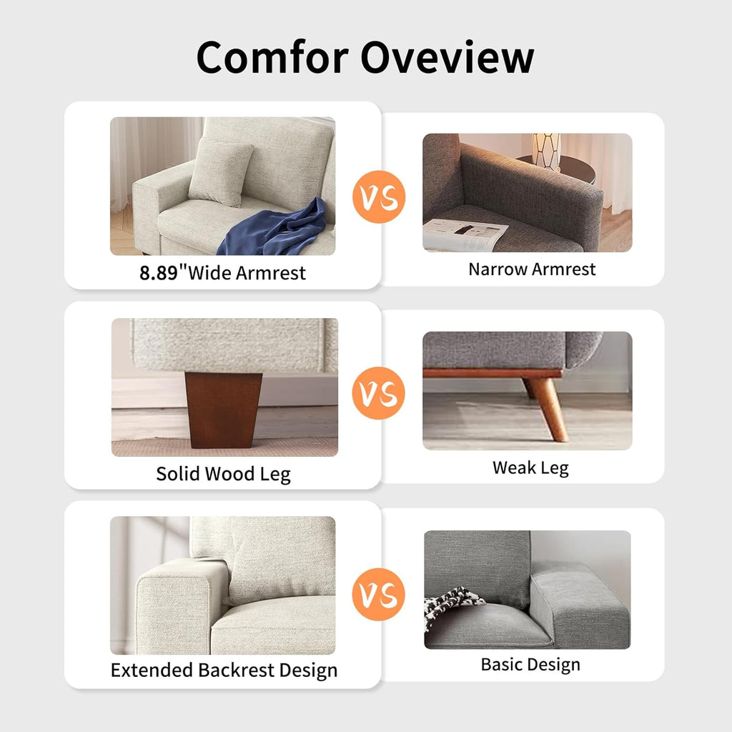 Chenille Loveseat Sofa with Removable Cover & Spring Cushions