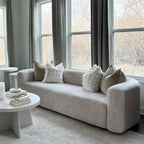 Modern Curved Back Velvet Sofa, Minimalist 3-Seater Couch