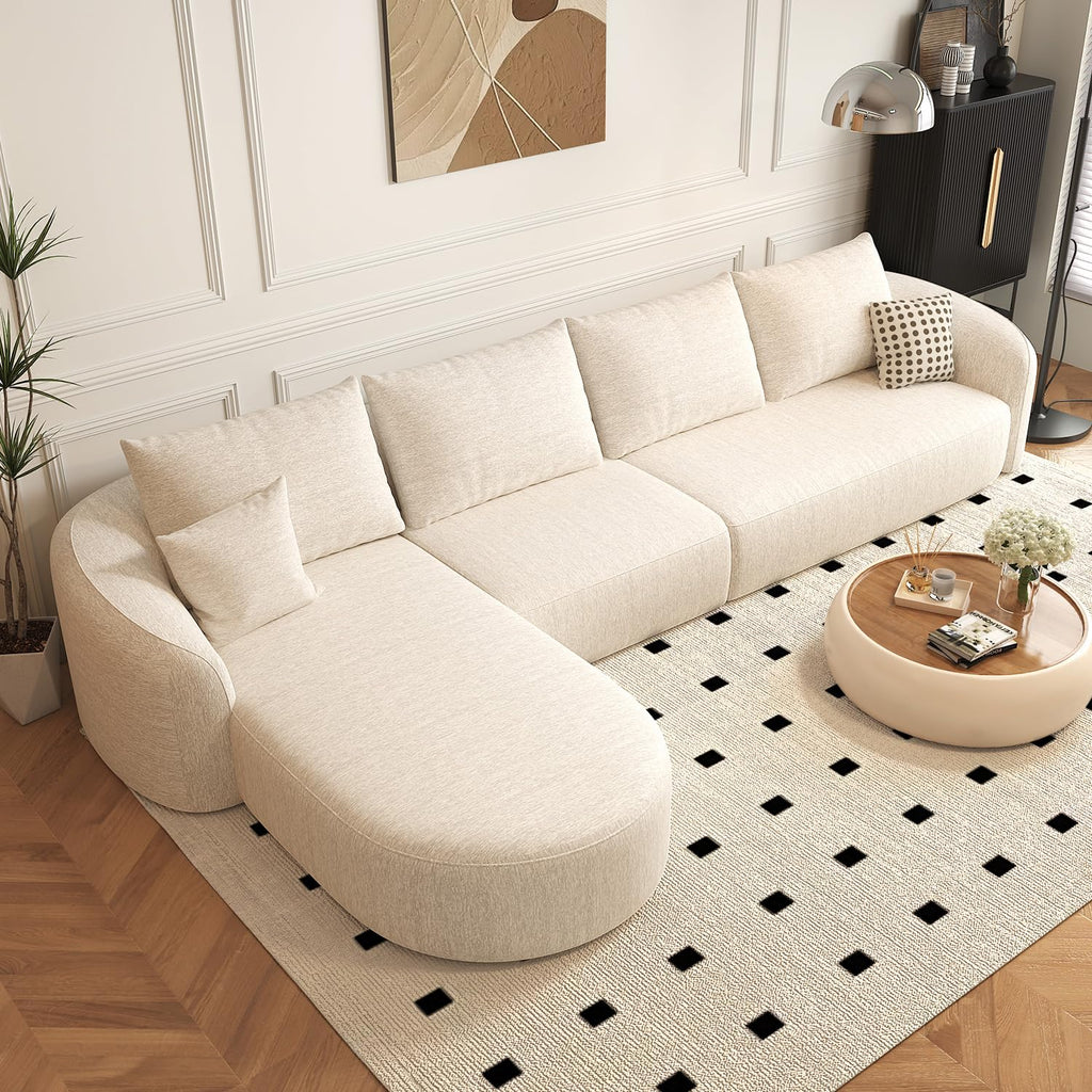 Modular Cloud Sectional Sofa with Curved Back & Chaise