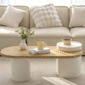 Oval Solid Wood Coffee Table with Storage, Modern Living Room Table