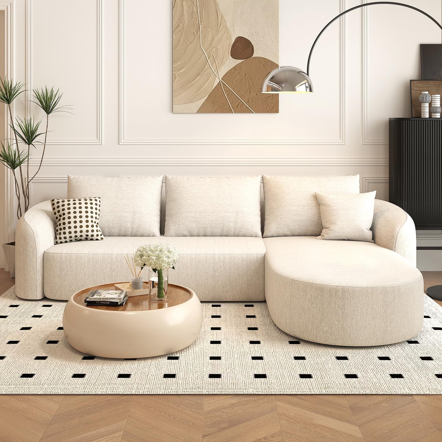 Modular Cloud Sectional Sofa with Curved Back & Chaise