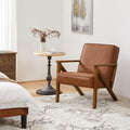 Faux Leather Lounge Chair with Wood Frame, Modern Retro for Living Room & Office