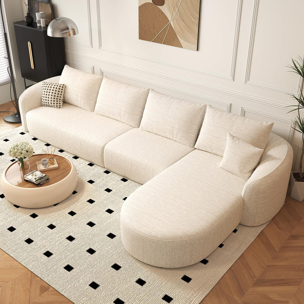 Modular Cloud Sectional Sofa with Curved Back & Chaise