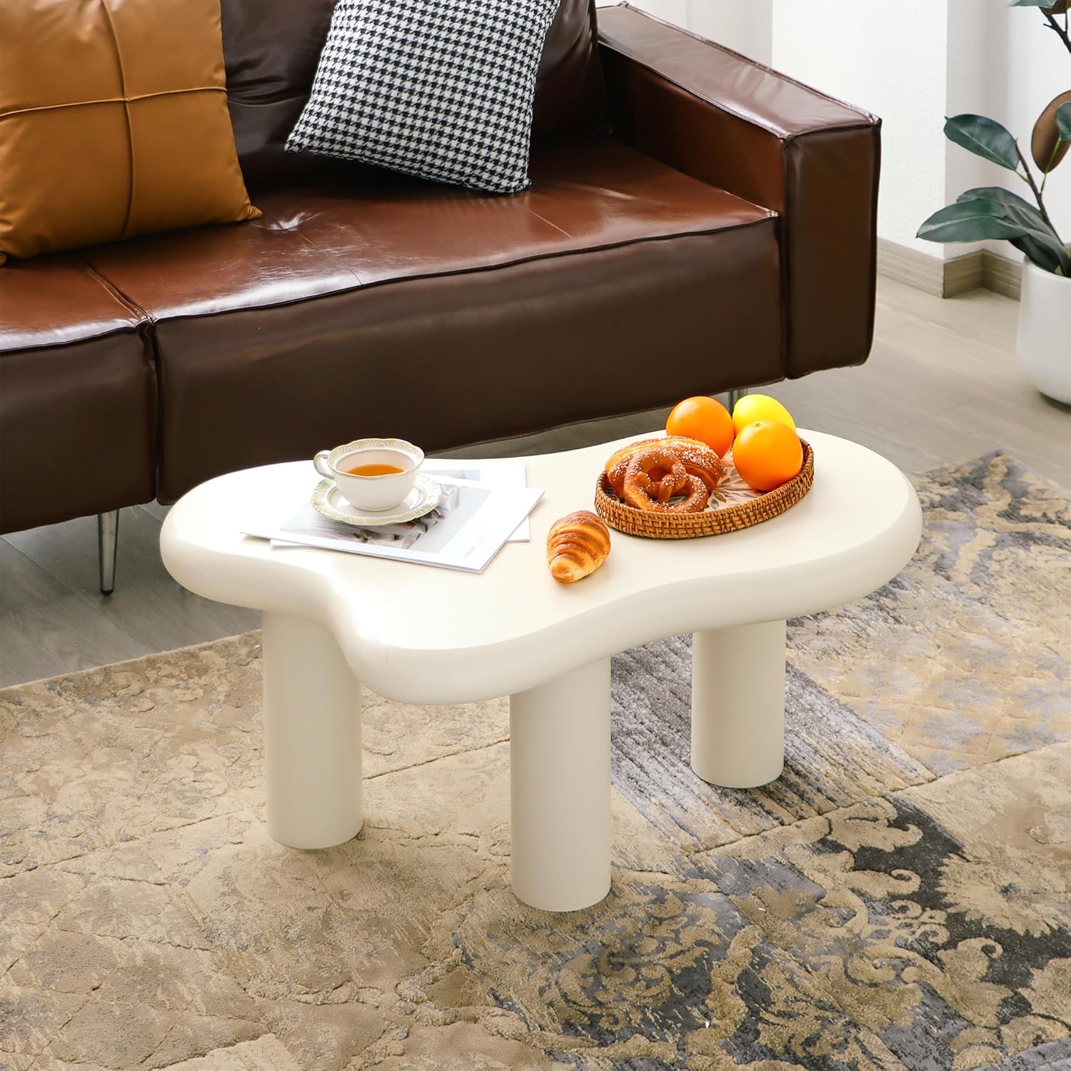 Cloud Coffee Table, Modern 3-Leg Accent Table for Living Room