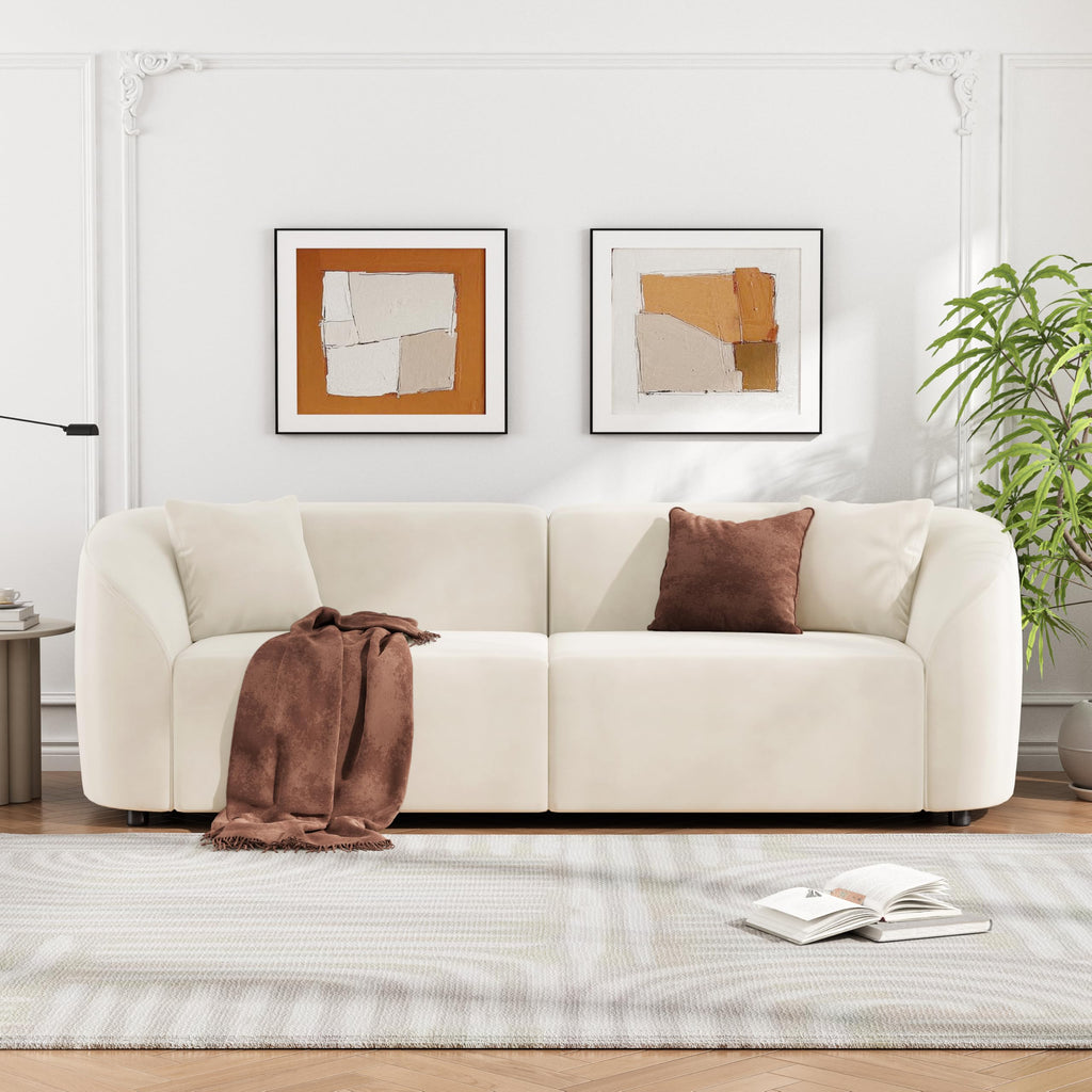 Boucle Curved Loveseat Sofa, Oversized 2-Seater with Armrests