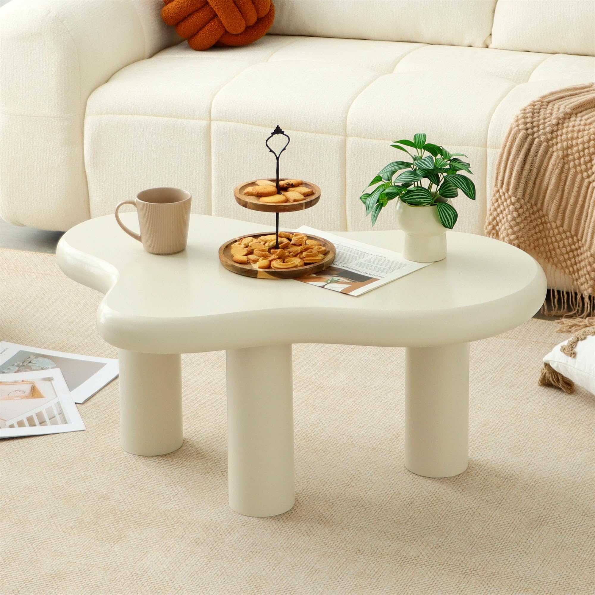 Cloud Coffee Table, Modern 3-Leg Accent Table for Living Room
