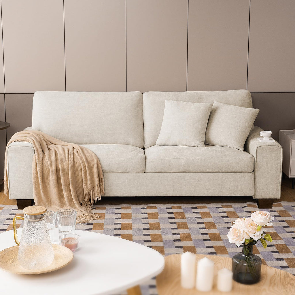 Chenille Loveseat Sofa with Removable Cover & Spring Cushions