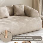 Chenille Cloud Sofa, Curved 3-Seater with Pillows, No Assembly