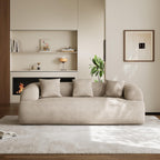 Chenille Cloud Sofa, Curved 3-Seater with Pillows, No Assembly