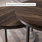 Round Nesting Coffee Table Set of 2, Wood & Metal Accent Tables