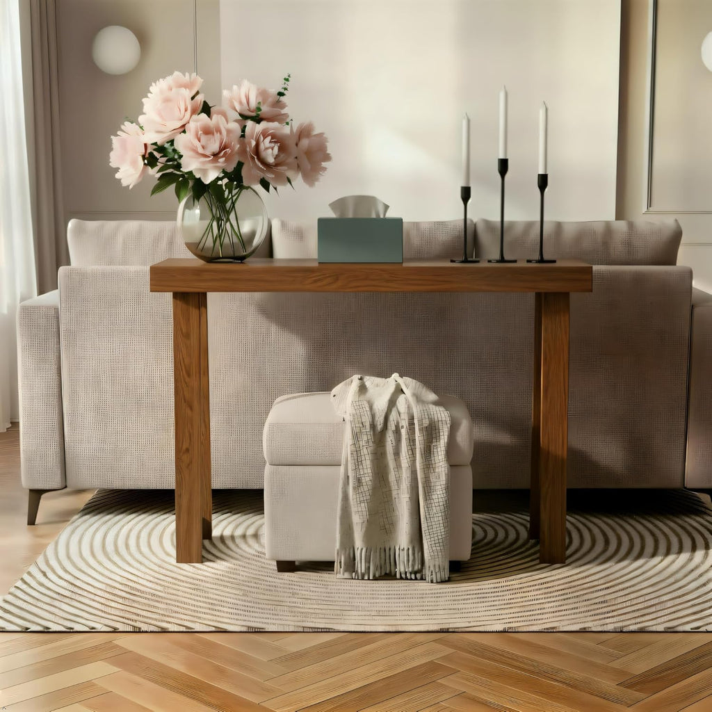 Solid Wood Console Table, 36 Inch Sofa Table, Narrow Entryway Table, Pecans