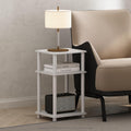 3 Tier End Table, Open Shelves Night Stand, Toolless Assembly, White