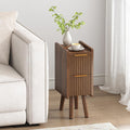 Skinny Bedside Table, Fluted Design with Drawers, Walnut