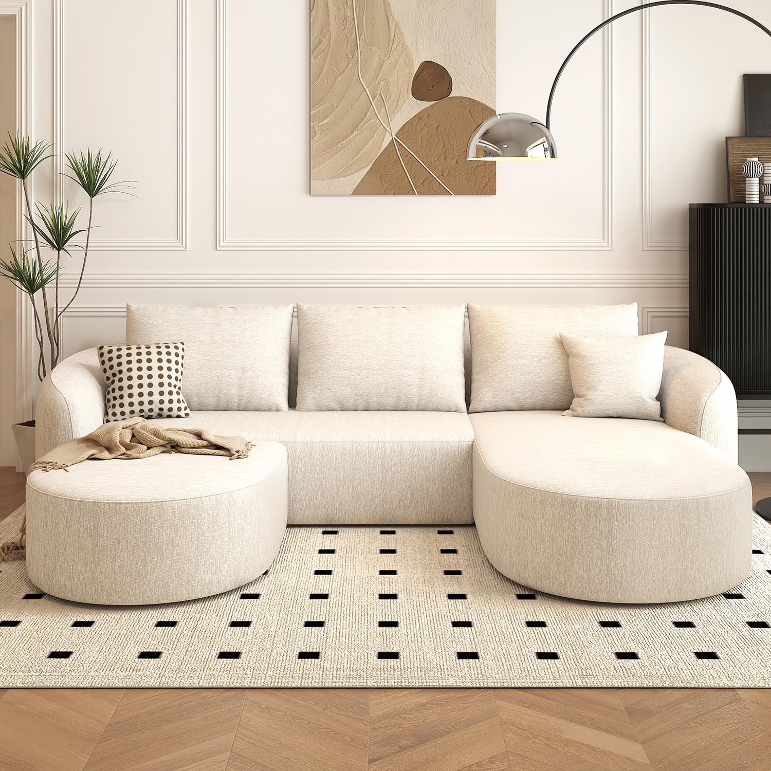 Modular Cloud Sectional Sofa with Curved Back & Chaise