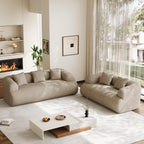 Chenille Cloud Sofa, Curved 3-Seater with Pillows, No Assembly