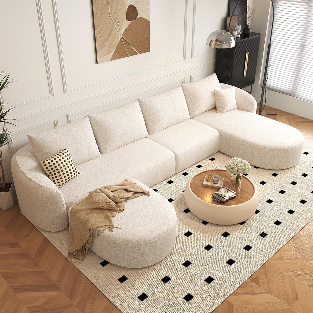 Modular Cloud Sectional Sofa with Curved Back & Chaise