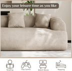 Chenille Cloud Sofa, Curved 3-Seater with Pillows, No Assembly