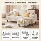 Modern L-Shaped Sectional Sofa with Reversible Ottoman