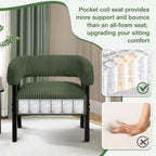 Corduroy Barrel Accent Chair, Solid Wood Legs, Modern Armchair