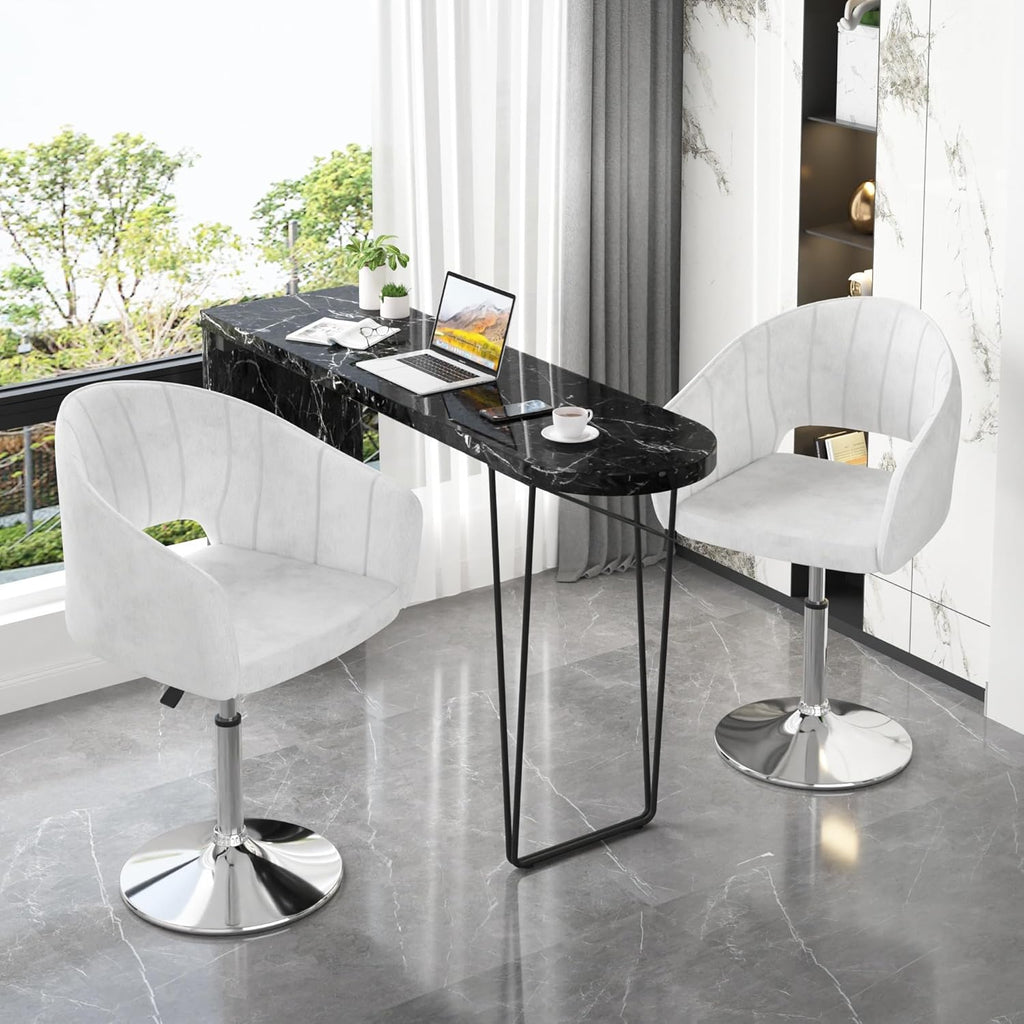 Velvet Adjustable Bar Stools, Set of 2, 360° Swivel, Luxury Vanity Armchairs for Bedroom & Living Room