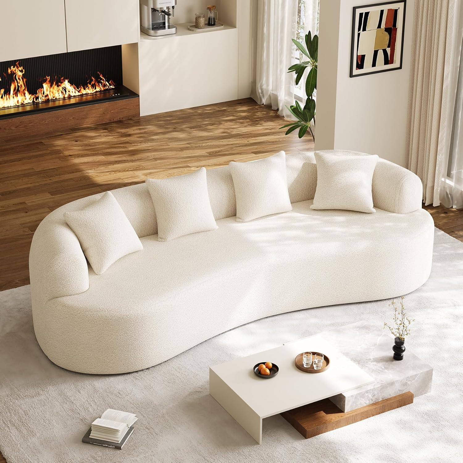 Oversized Chenille Cloud Sectional Sofa, Deep Seat 4-Seater, No Assembly