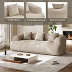 Chenille Cloud Sofa, Curved 3-Seater with Pillows, No Assembly