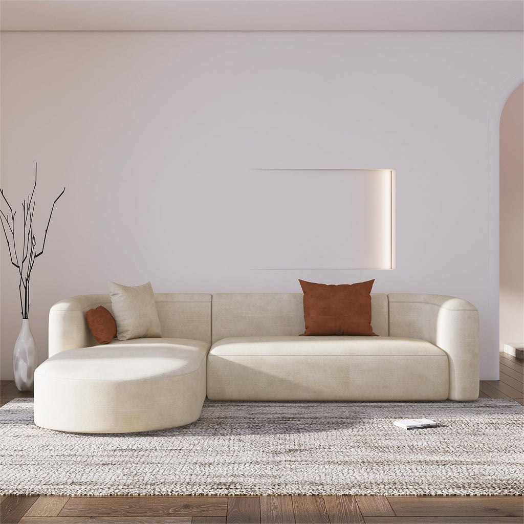 Modern Curved Back Velvet Sofa, Minimalist 3-Seater Couch