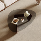Triangle Glass Coffee Table with Solid Wood Base for Living Room
