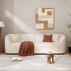 Boucle Curved Loveseat Sofa, Oversized 2-Seater with Armrests