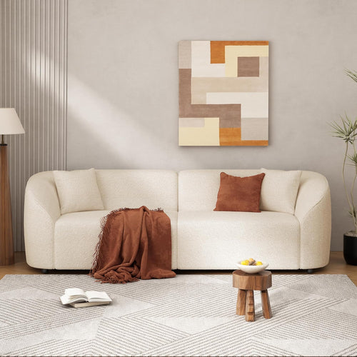 Boucle Curved Loveseat Sofa, Oversized 2-Seater with Armrests