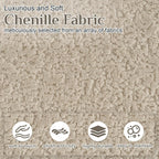 Chenille Cloud Sofa, Curved 3-Seater with Pillows, No Assembly