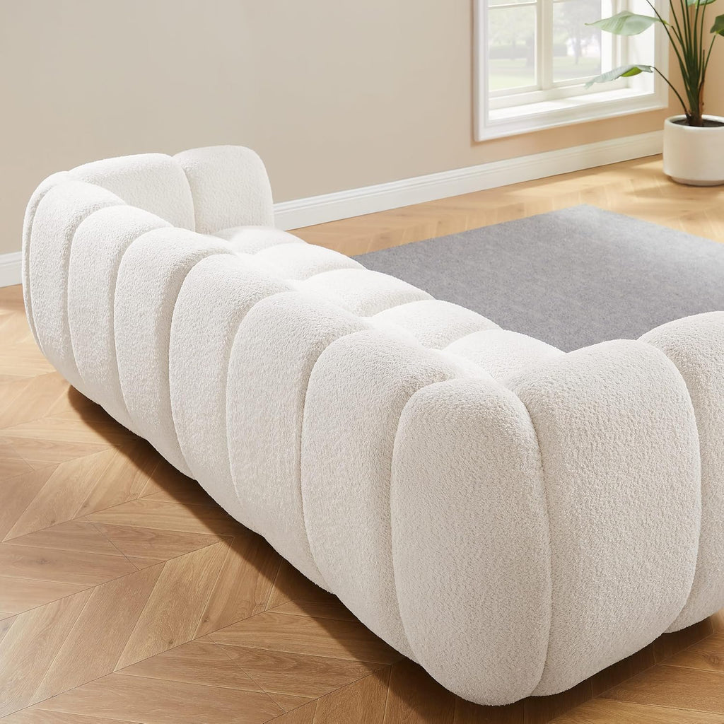 Oversized Boucle Cloud Sofa, Tufted Deep Seat 3-Seater