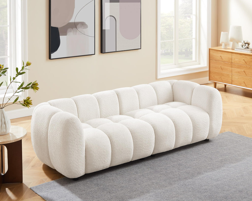 Oversized Boucle Cloud Sofa, Tufted Deep Seat 3-Seater