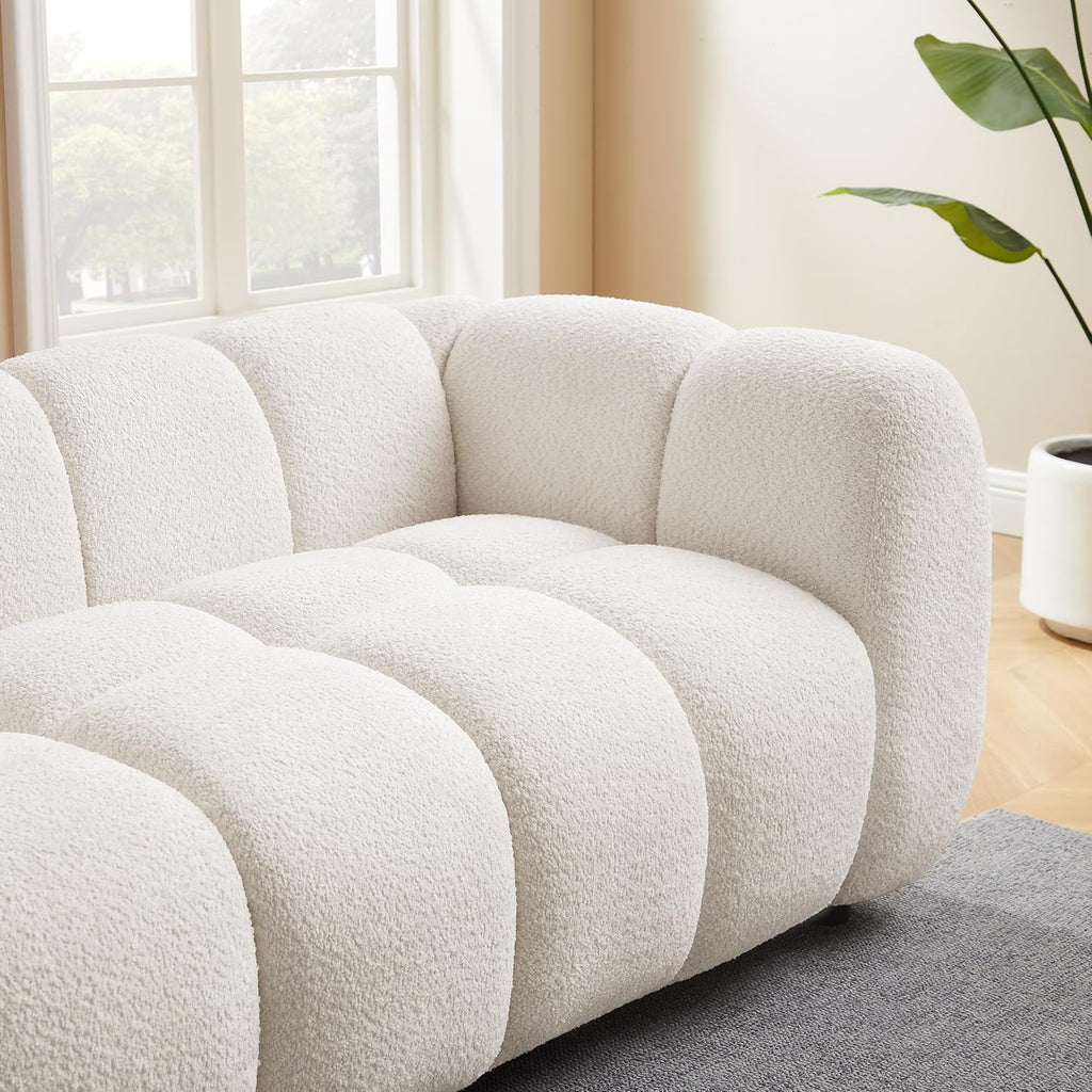 Oversized Boucle Cloud Sofa, Tufted Deep Seat 3-Seater